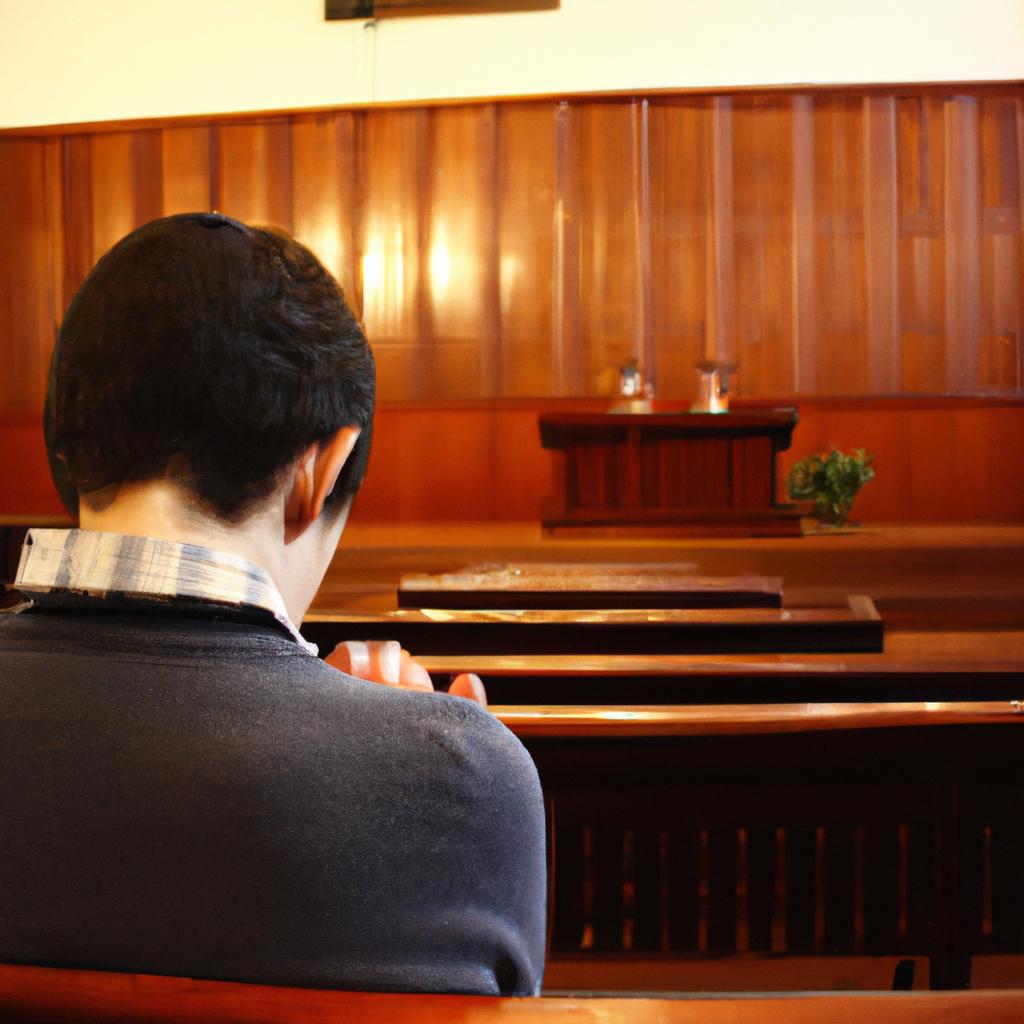 Person praying in Baptist church