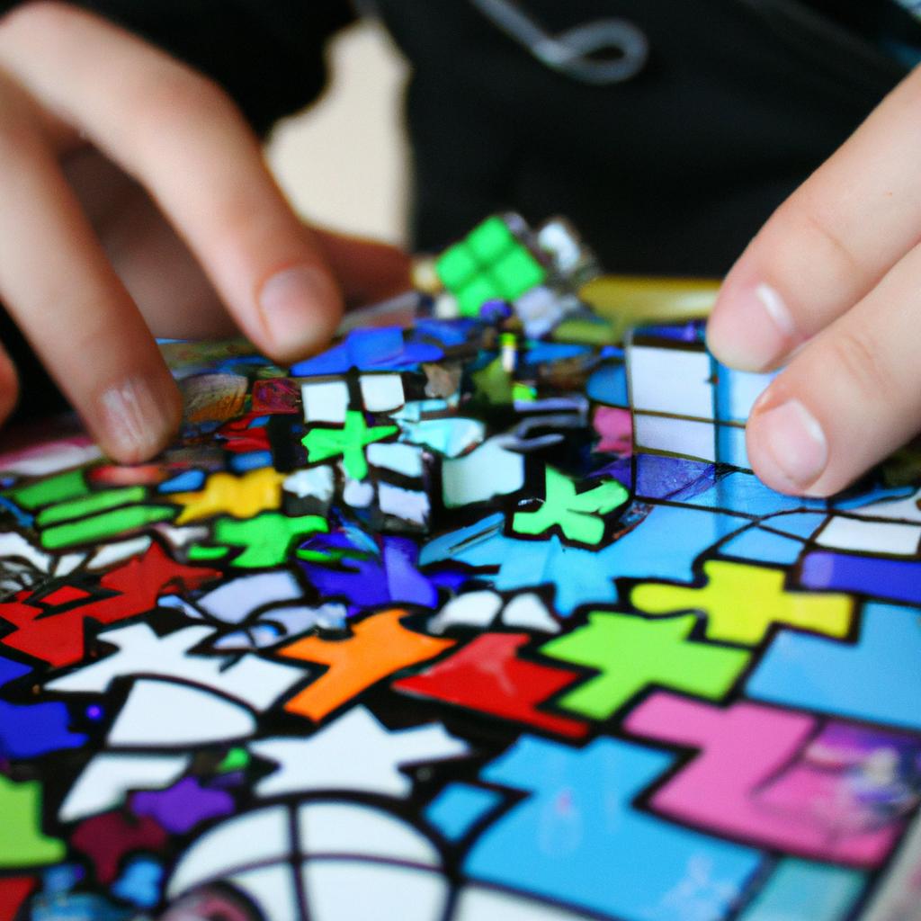 Person solving a complex puzzle