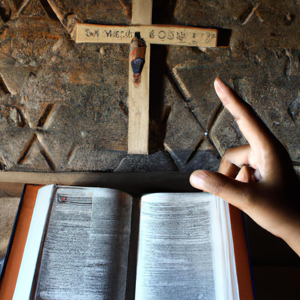 Person reading religious text, praying